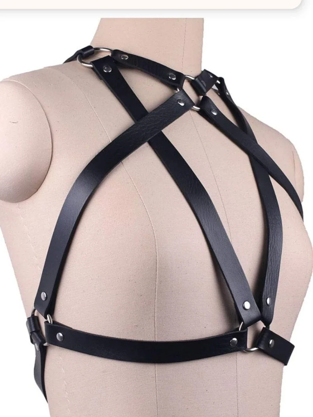 NEW Artisan Harness 100% Leather Bra Belt One Size Gothic Sexy Adjustable